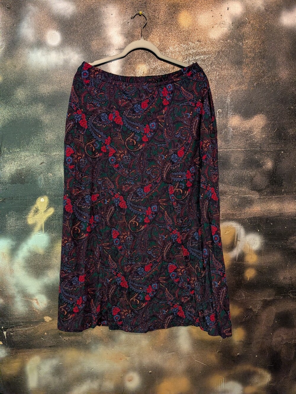 Lands' End Paisley Floral Maxi Skirt Vintage
